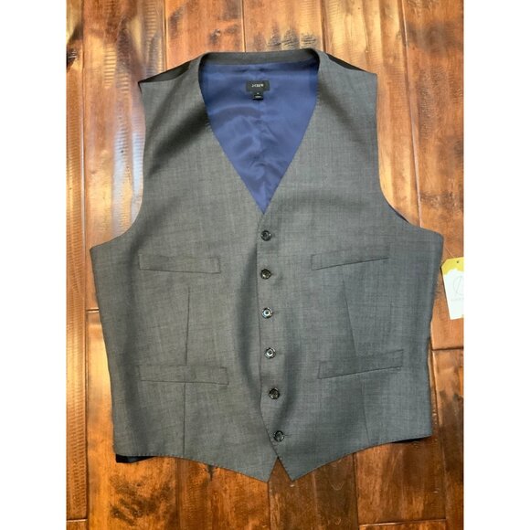 J.Crew Tollegno 1900 Men's Gray 100% Wool Button-Up Vest Size M